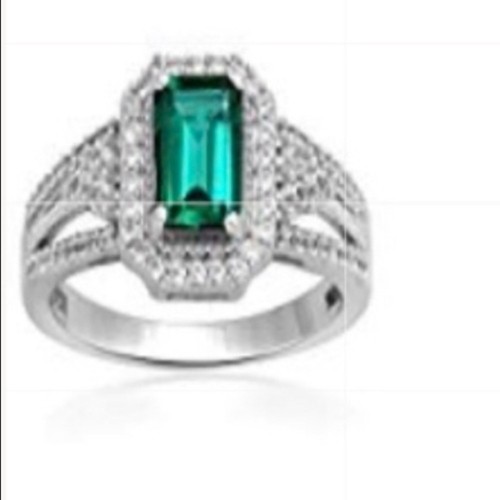 NWT JEWELILI STERLING RING W CREATED EMERALD - Picture 2 of 2